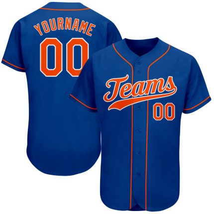 Personalized Authentic Baseball Jersey in Royal Orange and White Personalized Royal Orange-White Authentic Baseball Jersey