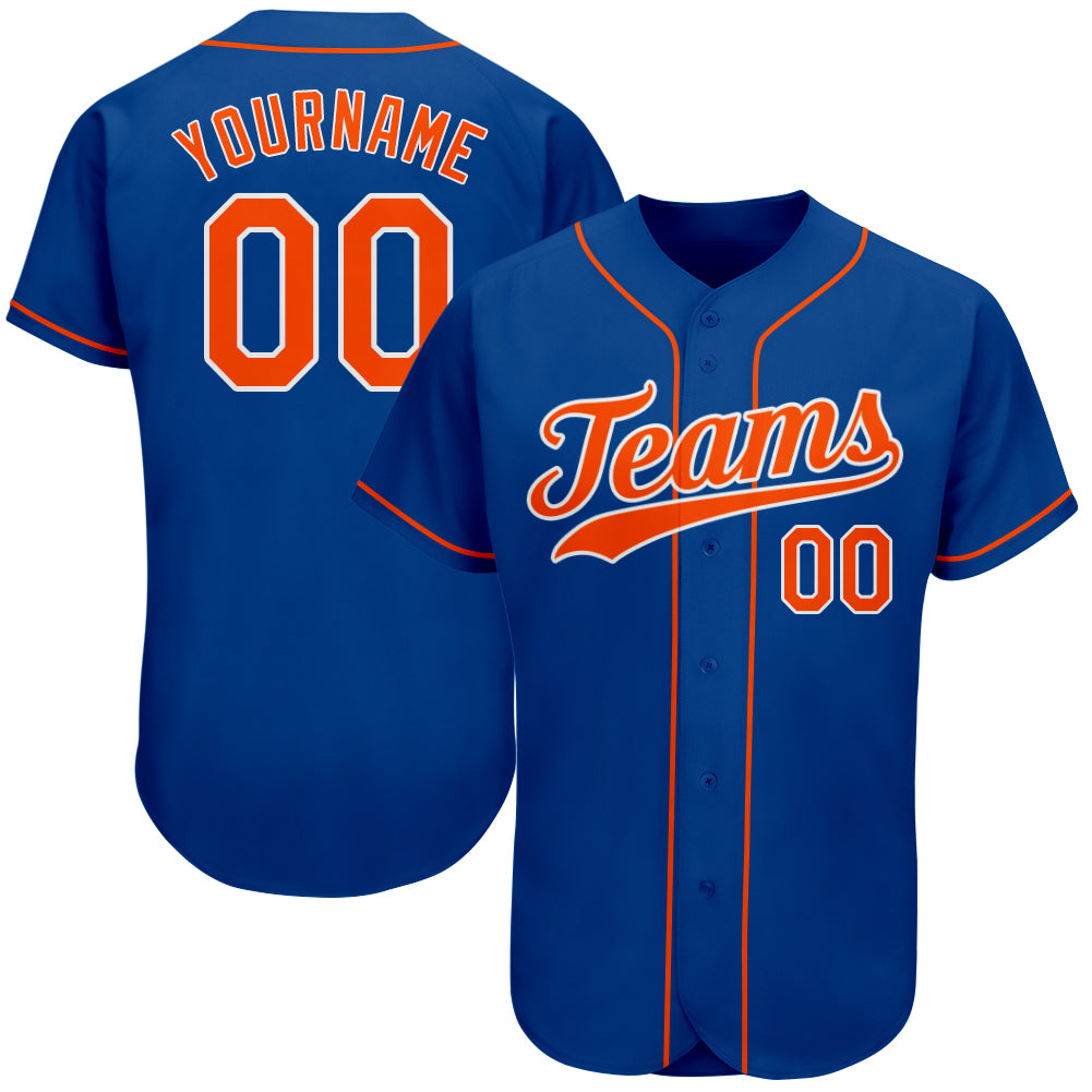 Personalized Authentic Baseball Jersey in Royal Orange and White Personalized Royal Orange-White Authentic Baseball Jersey