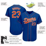 Personalized Authentic Baseball Jersey in Royal Orange and White Personalized Royal Orange-White Authentic Baseball Jersey