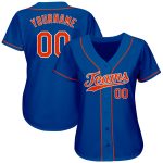 Personalized Authentic Baseball Jersey in Royal Orange and White Personalized Royal Orange-White Authentic Baseball Jersey
