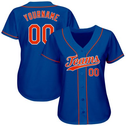 Personalized Authentic Baseball Jersey in Royal Orange and White Personalized Royal Orange-White Authentic Baseball Jersey
