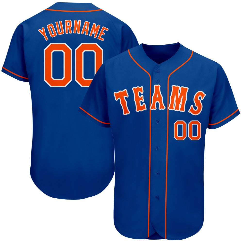Custom Name and Number Baseball Jersey - Personalized Orange-White Authentic Team Jersey Personalized Royal Orange-White