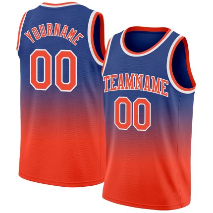 Custom Name Number Basketball Jersey - Personalized Royal Orange White Authentic Fade Fashion Personalized Royal Orange-White