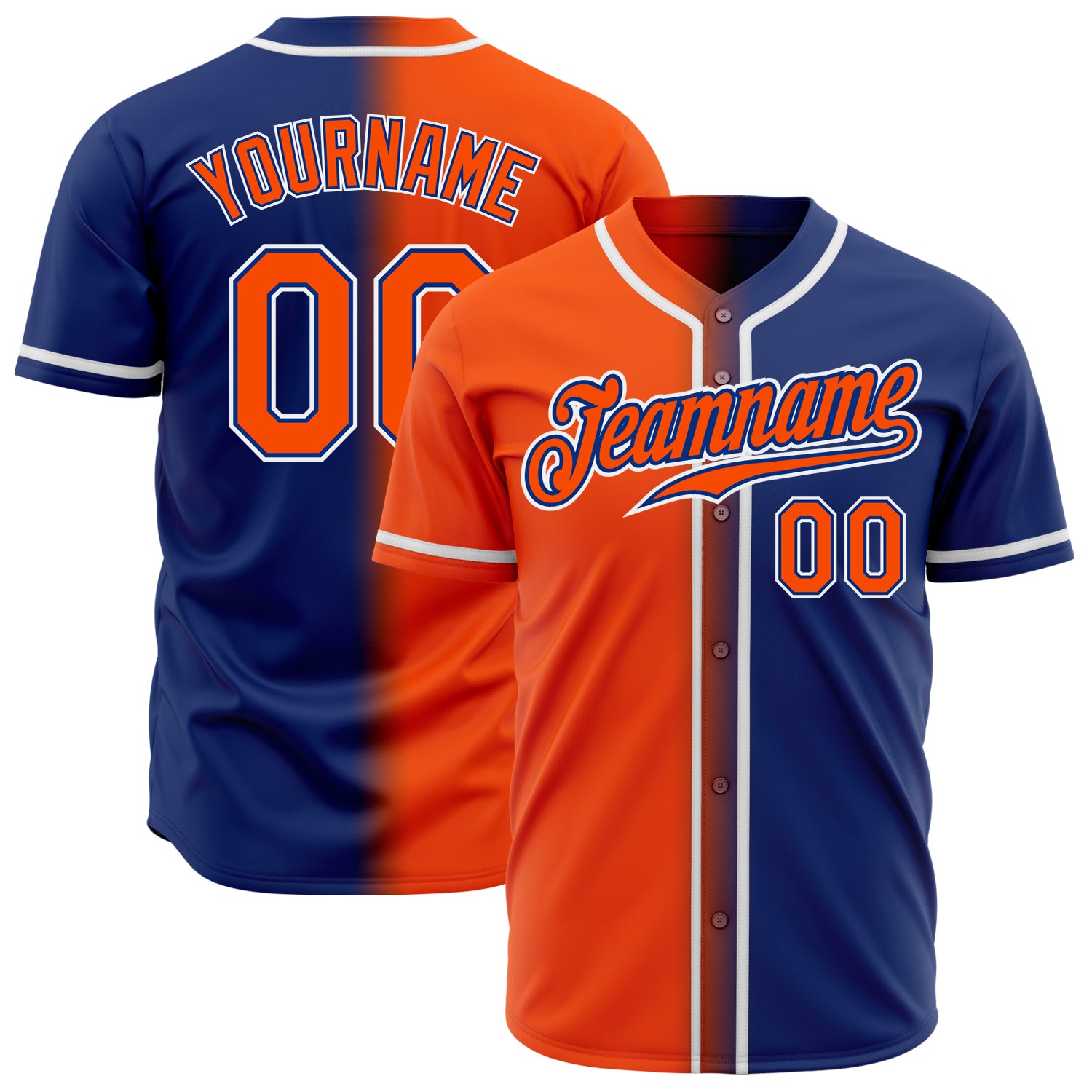 Custom Name and Number Baseball Jersey - Personalized Royal Orange-White Authentic Gradient Fashion Personalized Royal Orange-White