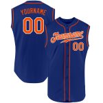 Custom Name & Number Personalized Baseball Jersey - Royal Orange-White Sleeveless Authentic Team Gear Personalized Royal