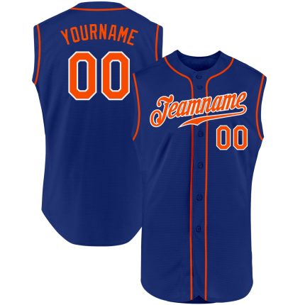 Custom Name & Number Personalized Baseball Jersey - Royal Orange-White Sleeveless Authentic Team Gear Personalized Royal