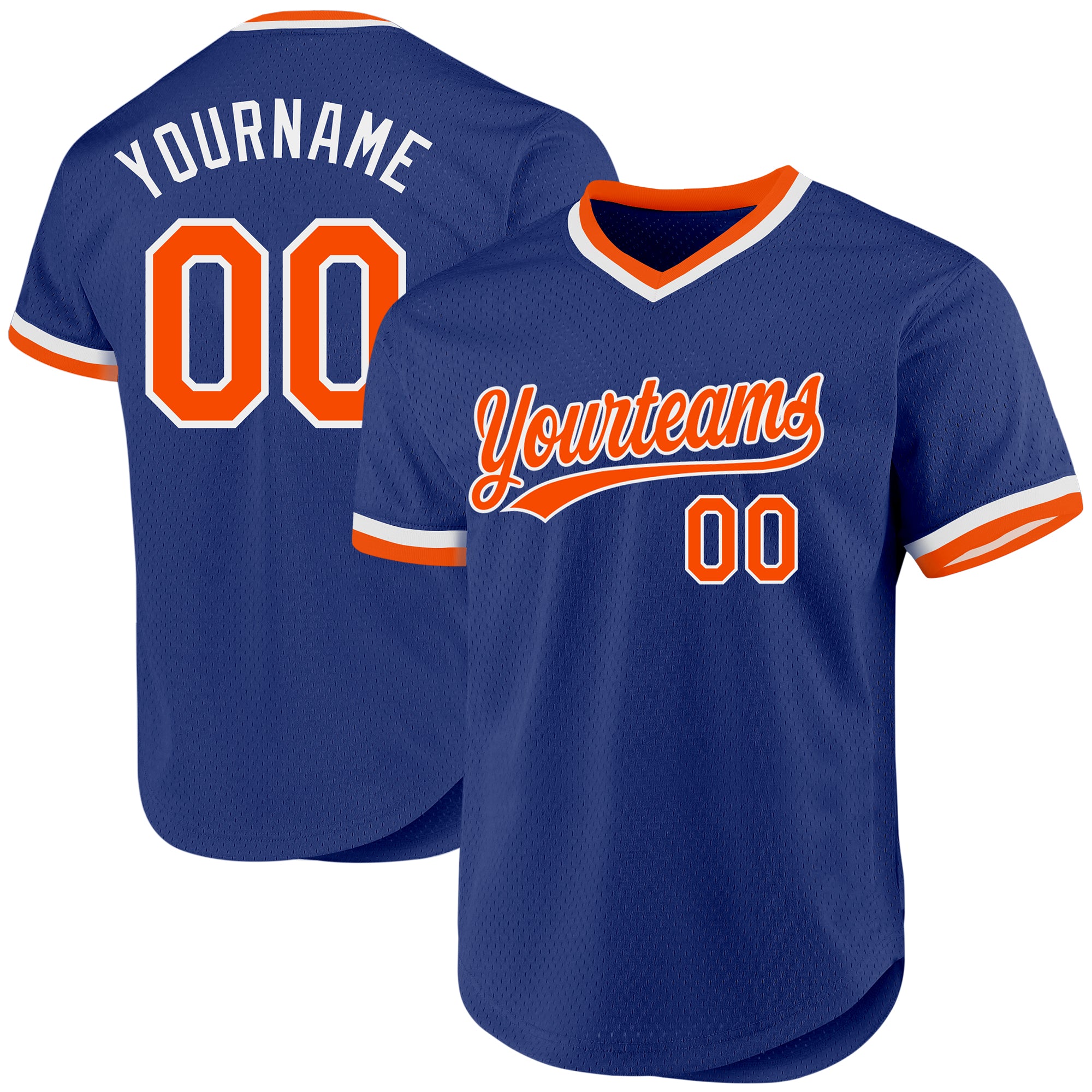 Personalized Authentic Throwback Baseball Jersey in Royal Orange-White Personalized Royal Orange-White Authentic Throwback