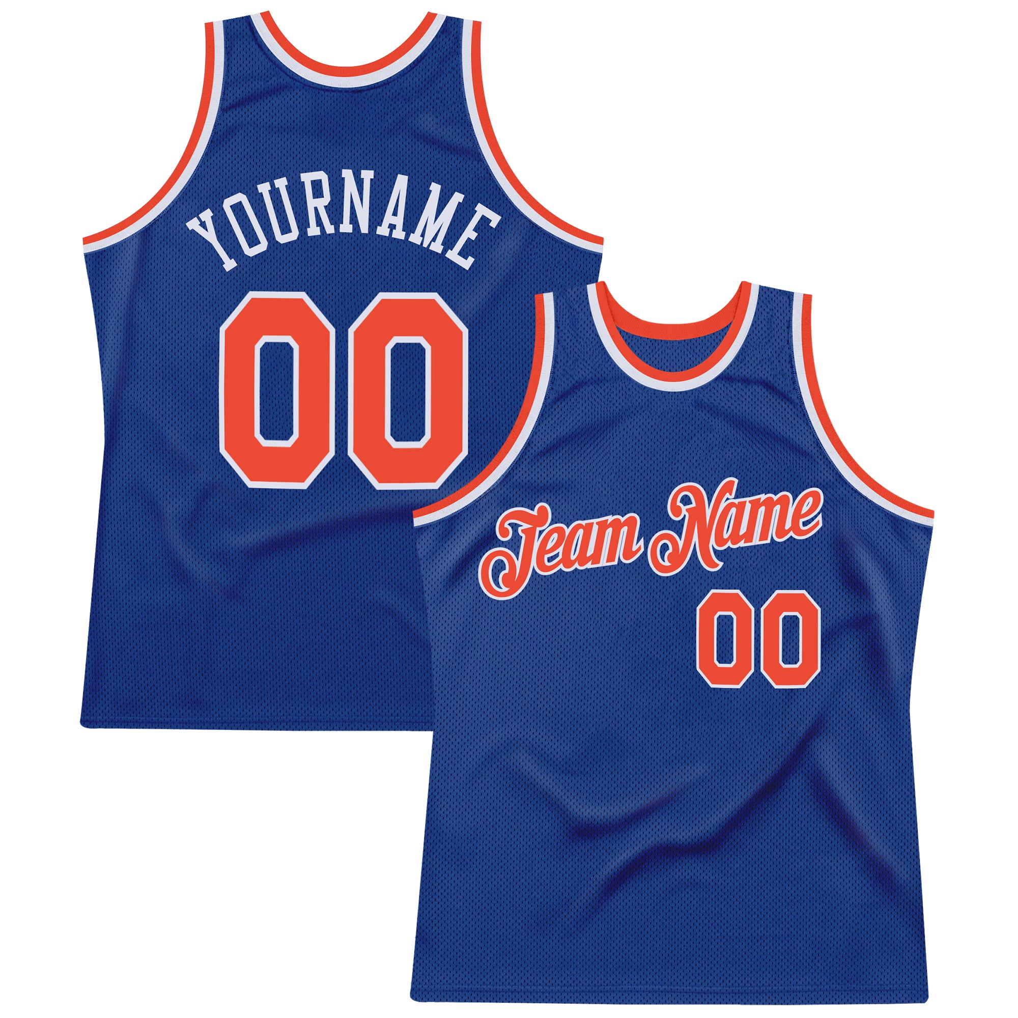 Custom Team Basketball Jersey - Authentic Throwback, Personalized Royal Orange-White with Custom Name and Number Personalized