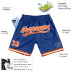 Personalized Royal Orange-White Basketball Shorts | Authentic Throwback Design Personalized Royal Orange-White Authentic