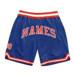 Custom Team Basketball Shorts with Name and Number - Personalized Royal Orange and White Authentic Throwback Design Personalized