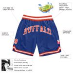 Custom Team Basketball Shorts with Name and Number - Personalized Royal Orange and White Authentic Throwback Design Personalized