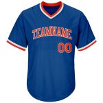 Personalized Authentic Baseball Jersey Shirt - Royal Orange-White Throwback Rib-Knit Personalized Royal Orange-White Authentic