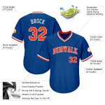 Personalized Authentic Baseball Jersey Shirt - Royal Orange-White Throwback Rib-Knit Personalized Royal Orange-White Authentic