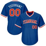 Personalized Authentic Baseball Jersey Shirt - Royal Orange-White Throwback Rib-Knit Personalized Royal Orange-White Authentic