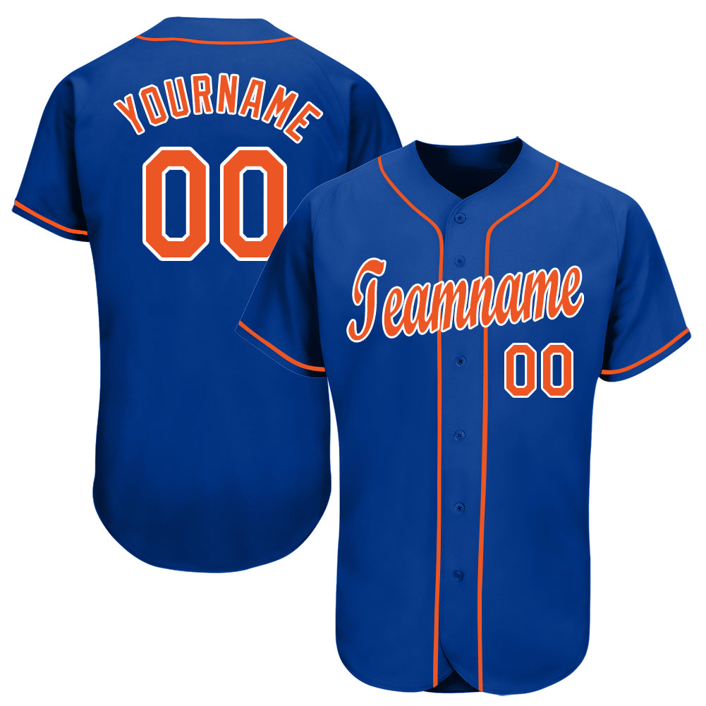 Custom Name and Number Royal Orange-White Baseball Jersey Personalized Team Apparel Personalized Royal Orange-White Baseball