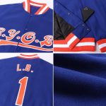 Custom Name and Number Royal Orange-White Bomber Varsity Letterman Jacket - Personalized Team Jacket Personalized Royal Orange-White