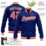 Custom Name and Number Royal Orange-White Bomber Varsity Letterman Jacket - Personalized Team Jacket Personalized Royal Orange-White