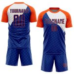 Custom Soccer Jersey with Personalized Name and Number - Royal Orange-White Curve Lines Design Personalized Royal Orange-White