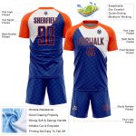 Custom Soccer Jersey with Personalized Name and Number - Royal Orange-White Curve Lines Design Personalized Royal Orange-White