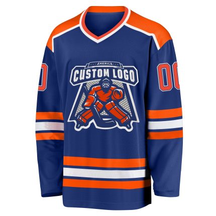 Custom Personalized Orange and White Hockey Jersey - Unique Team Apparel Personalized Royal Orange-White Hockey Jersey