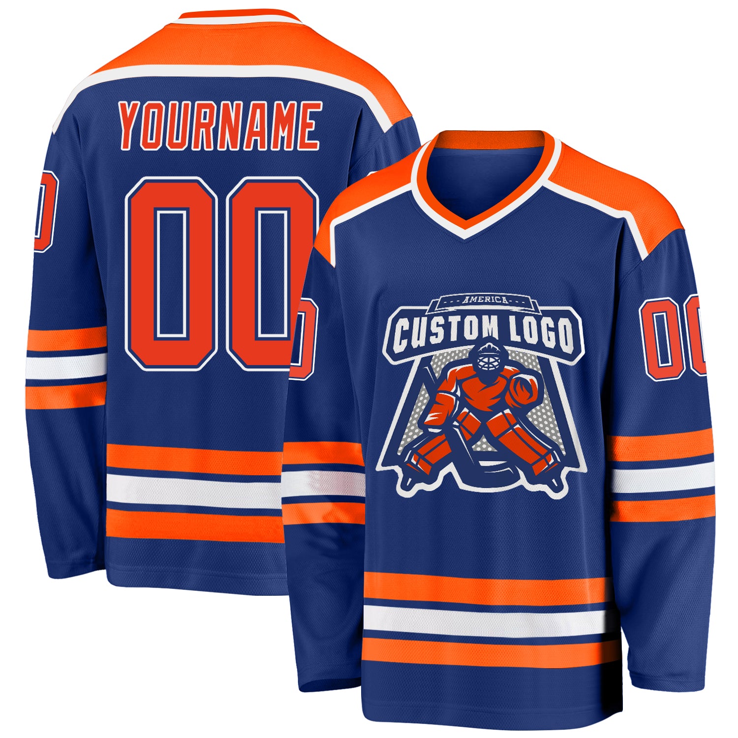 Custom Personalized Orange and White Hockey Jersey - Unique Team Apparel Personalized Royal Orange-White Hockey Jersey