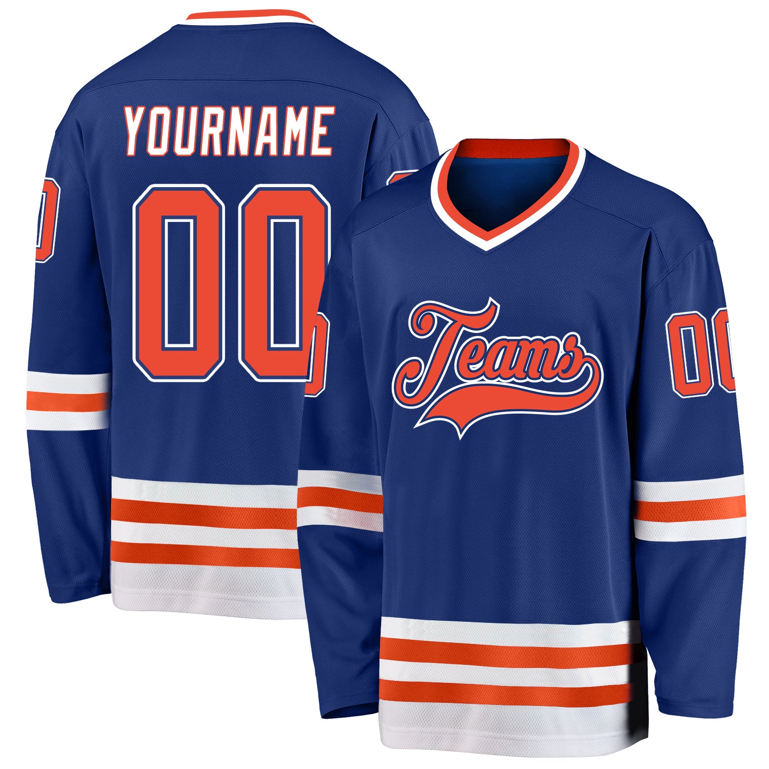 Custom Name and Number Royal Orange-White Hockey Jersey for Teams - Personalized Sports Apparel Personalized Royal Orange-White