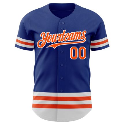 Custom Name and Number Baseball Jersey - Authentic Royal Orange-White Team Jersey Personalized Royal Orange-White Line Authentic