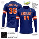 Custom Team Name Number Orange White Performance Long Sleeve T-Shirt - Personalized Sportswear Personalized Royal Orange-White
