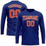Custom Team Name Number Orange White Performance Long Sleeve T-Shirt - Personalized Sportswear Personalized Royal Orange-White