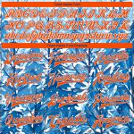 Personalized Snowy Trees Winter Landscape Bomber Jacket, Royal Orange-White 3D Pattern Full-Snap Varsity Letterman Jacket