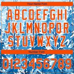 Personalized Snowy Trees Winter Landscape Bomber Jacket, Royal Orange-White 3D Pattern Full-Snap Varsity Letterman Jacket