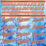 Custom Name & Number Bomber Jacket - 3D Pattern Royal Orange-White Winter Landscape with Snowy Trees, Varsity Letterman Design