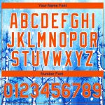 Custom Name & Number Bomber Jacket - 3D Pattern Royal Orange-White Winter Landscape with Snowy Trees, Varsity Letterman Design