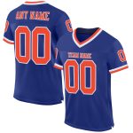 Custom Name and Number Personalized Royal Orange-White Mesh Football Jersey - Authentic Throwback Design Personalized Royal