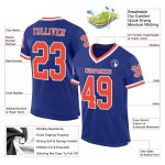 Custom Name and Number Personalized Royal Orange-White Mesh Football Jersey - Authentic Throwback Design Personalized Royal