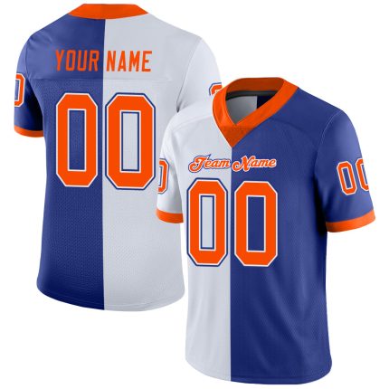 Custom Name and Number Fashion Football Jersey in Royal Orange-White Mesh, Personalized Team Spirit Gear Personalized Royal