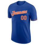 Custom Team Performance T-Shirt with Personalized Name and Number - Royal Orange and White Design Personalized Royal Orange-White