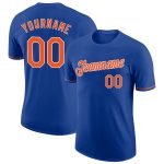 Custom Team Performance T-Shirt with Personalized Name and Number - Royal Orange and White Design Personalized Royal Orange-White