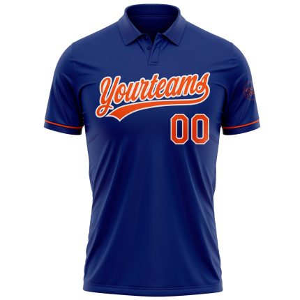 Custom Name Number Personalized Royal Orange-White Performance Golf Polo Shirt Personalized Royal Orange-White Performance