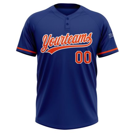 Personalized Softball Jersey Unisex Two-Button in Royal Orange and White Personalized Royal Orange-White Two-Button Unisex