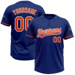 Personalized Softball Jersey Unisex Two-Button in Royal Orange and White Personalized Royal Orange-White Two-Button Unisex