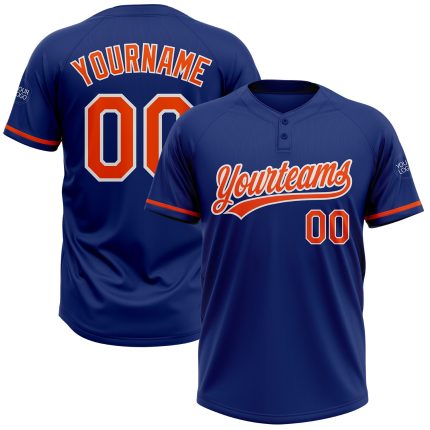 Personalized Softball Jersey Unisex Two-Button in Royal Orange and White Personalized Royal Orange-White Two-Button Unisex