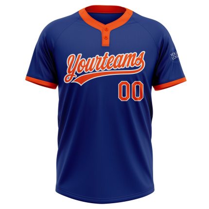 Custom Team Softball Jersey with Name and Number - Personalized Unisex Royal Orange-White Two-Button Design Personalized