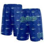 Custom Name and Number Authentic Basketball Shorts with 3D Pattern in Royal Pea Green Personalized Royal Pea Green 3D Pattern
