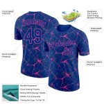 Custom Name & Number Performance T-Shirt - Personalized Royal Pink 3D Abstract Network Design Personalized Royal Pink 3D