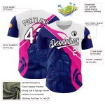 Personalized Baseball Jersey with Knight Hero Art, Custom Name & Number, Royal Pink-Black 3D Pattern Design Personalized