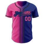Custom Name Number Baseball Jersey - Personalized Royal Pink-Black Gradient Fashion Style Personalized Royal Pink-Black Authentic