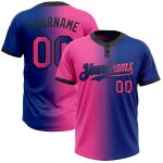 Custom Name and Number Unisex Softball Jersey - Personalized Royal Pink-Black Gradient Two-Button Fashion Apparel Personalized