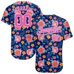 Personalized 3D Flower Design Baseball Jersey with Custom Name & Number - Royal Pink-White Team Apparel Personalized Royal
