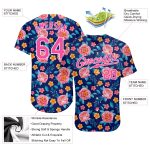 Personalized 3D Flower Design Baseball Jersey with Custom Name & Number - Royal Pink-White Team Apparel Personalized Royal